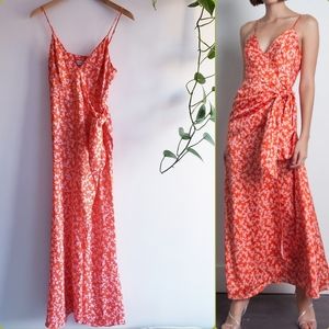KARINA GRIMALDI SOFIA PRINT MAXI DRESS - RED FLOATING LEAF